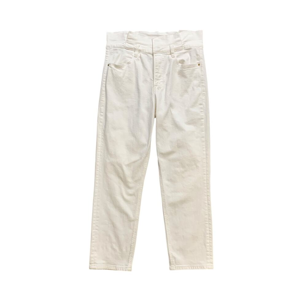 Frame Jeans Womens 29 White High Waist Belted Pleated Pegged Stretch Denim